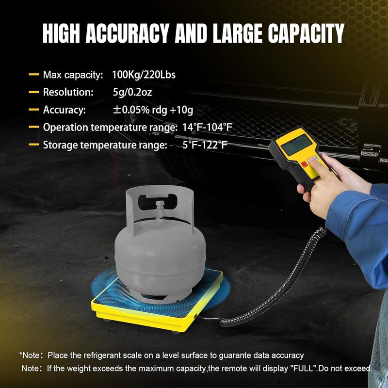 Yellow Jacket ميزان التبريد 220 رطل ميزان فريون HVAC ميزان وزن شحن إلكتروني عالي الدقة مع حقيبة محمولة لجميع خزانات استرداد التبريد - Image 3